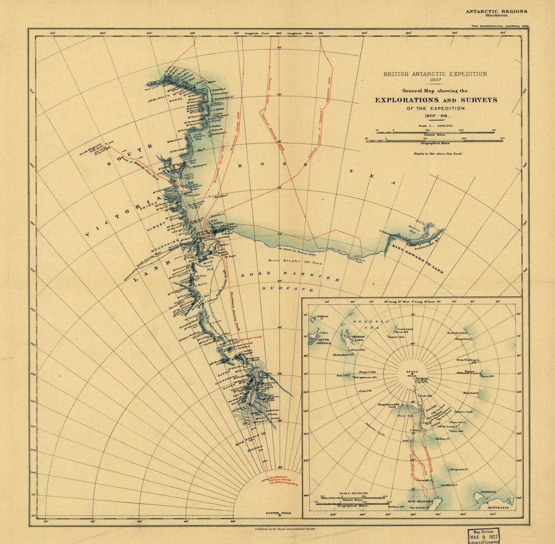 This old map of 09 from 1909 was created by Ernest Henry Shackleton in 1909