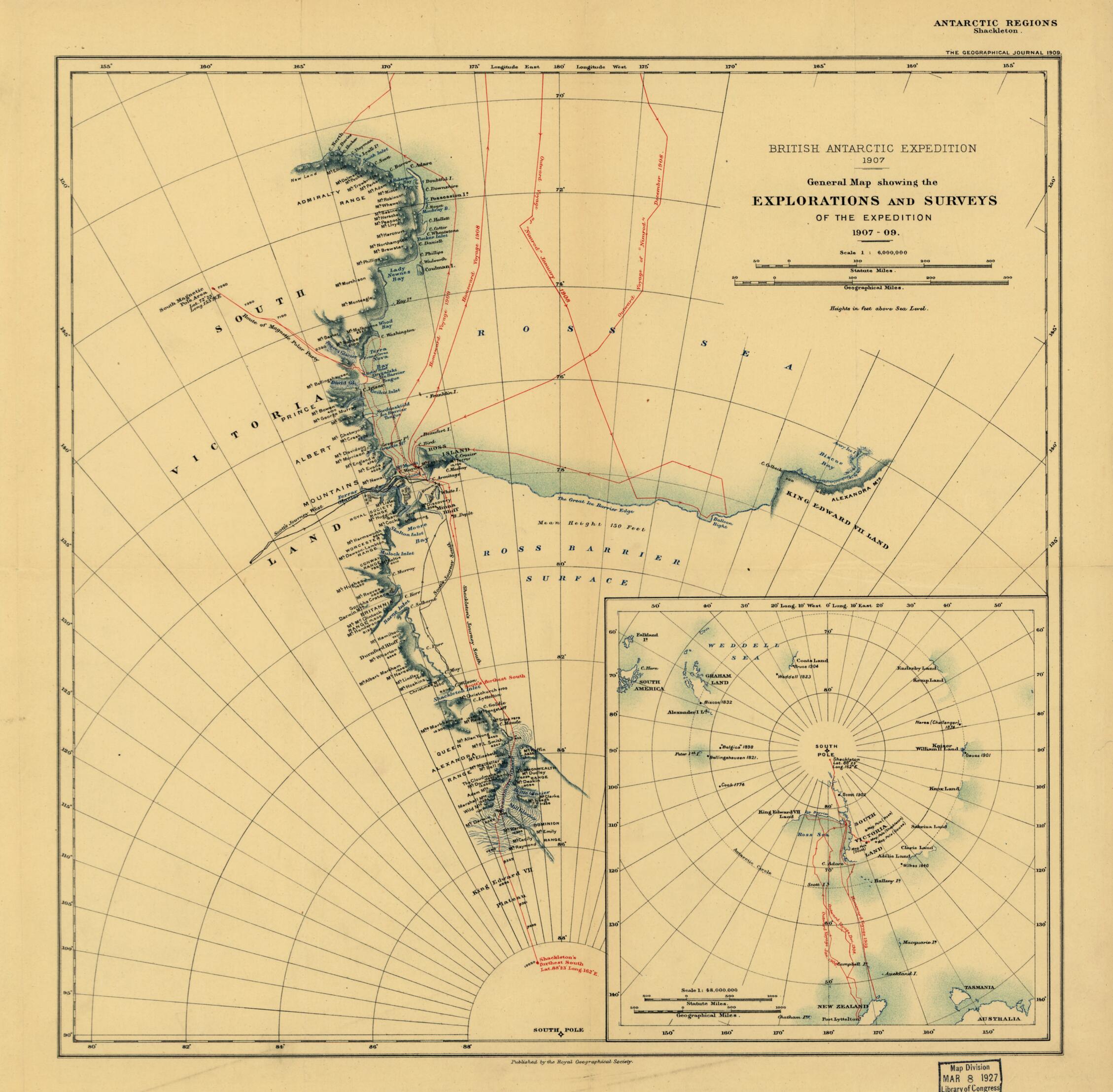 This old map of 09 from 1909 was created by Ernest Henry Shackleton in 1909