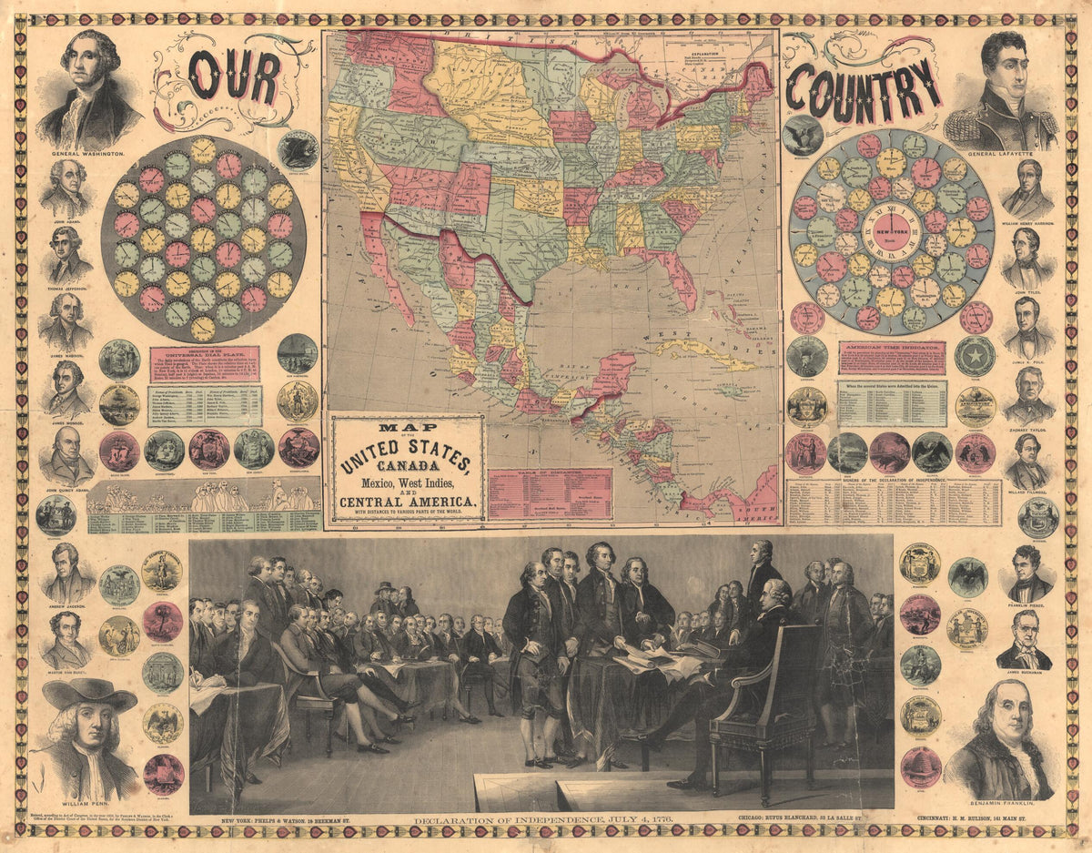 Map of the United States, Canada, Mexico, West Indies and Central America. (Our Country) 1859 by Relic Map Company