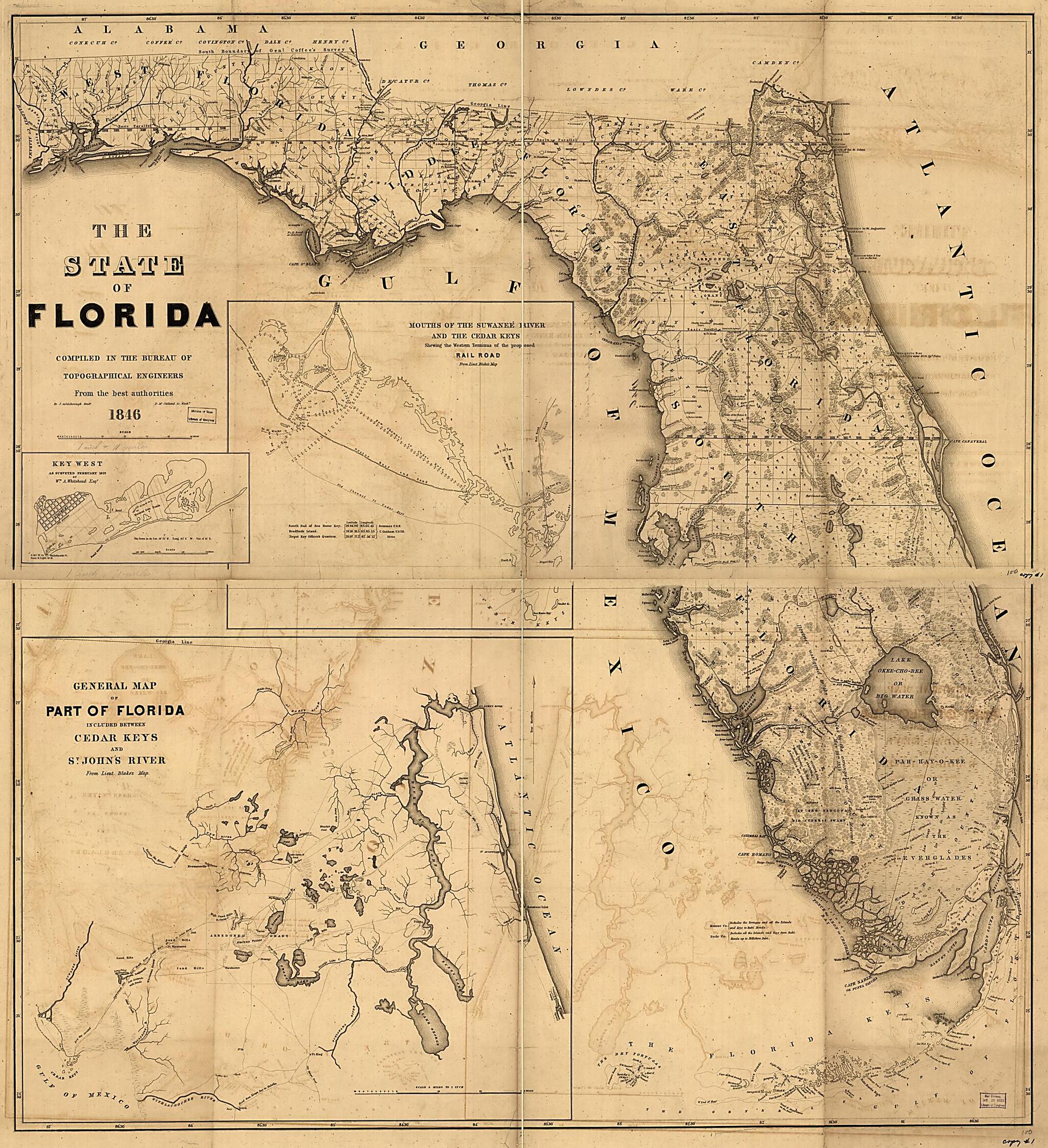 This old map of The State of Florida from 1846 was created by Joseph Goldsborough Bruff,  United States. Army. Corps of Engineers,  United States. Congress. Senate in 1846