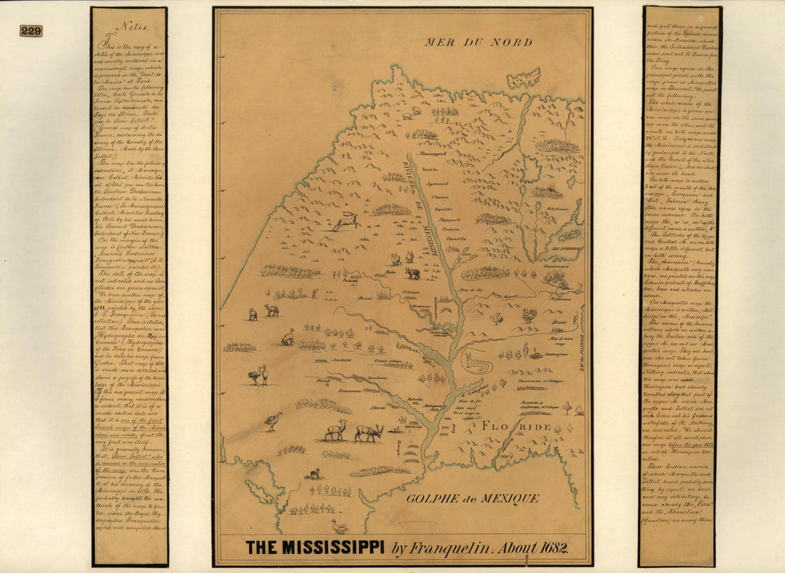 This old map of The Mississippi from 1850 was created by Jean Baptiste Louis Franquelin, Louis Joliet, J. G. (Johann Georg) Kohl in 1850