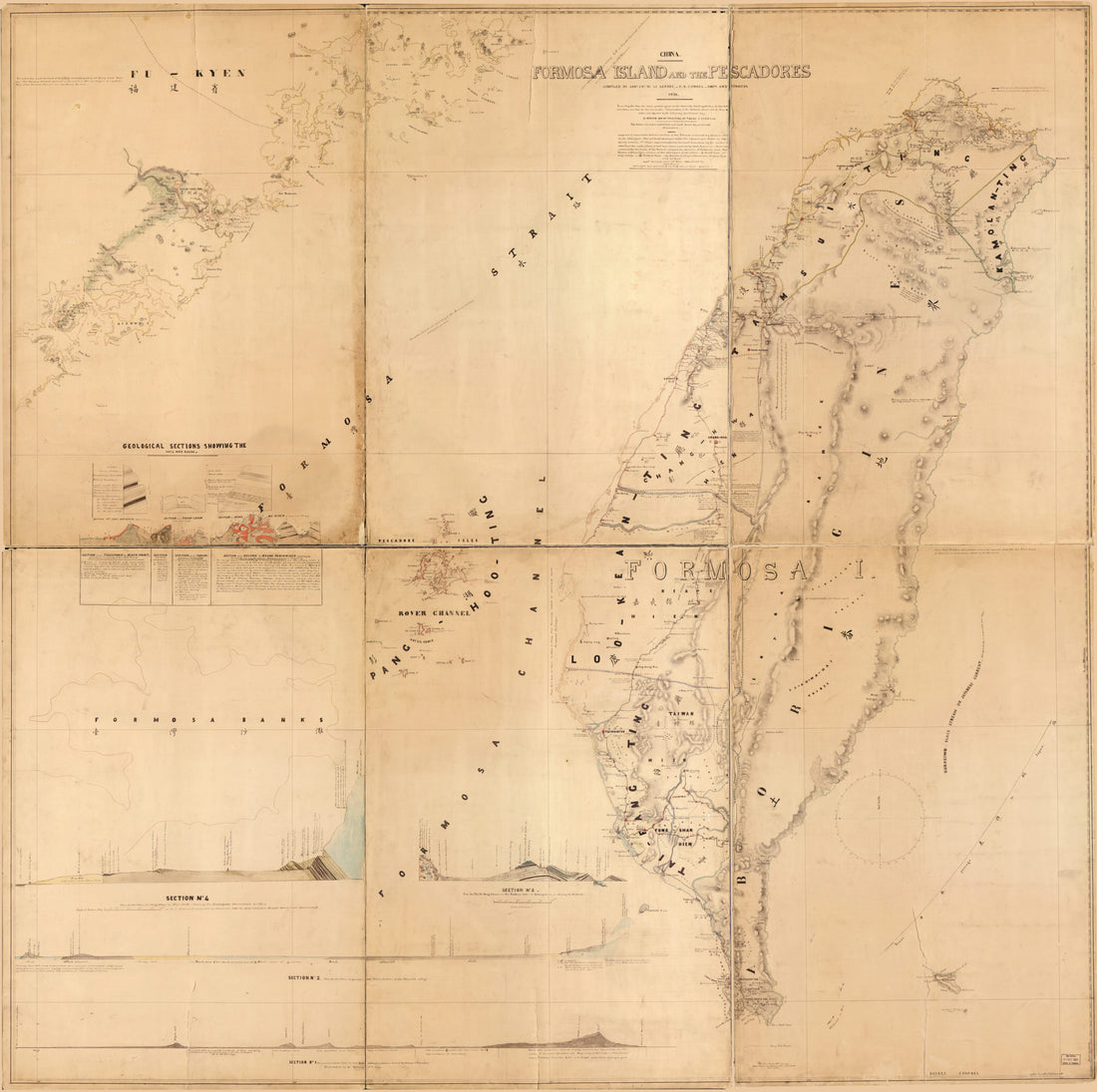 This old map of Formosa Island and the Pescadores from 1870 was created by Charles W. Legendre in 1870