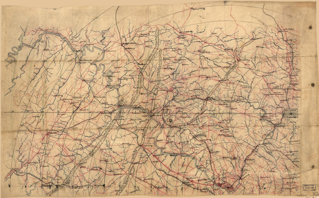 This old map of Mile Intervals Centering On Washington and On Baltimore from 1860 was created by  in 1860