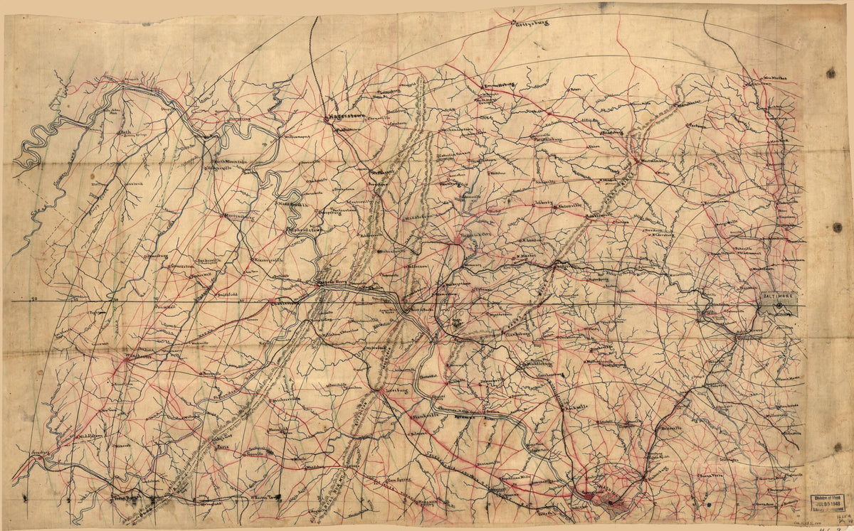 Mile Intervals Centering On Washington and On Baltimore 1860 by Relic Map Company