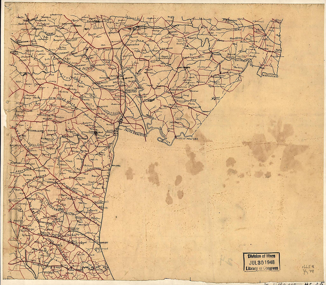 This old map of Map of Parts of Caroline, Hanover, and Henrico Counties, Va., West of the Mattaponi River and the Richmond, Fredericksburg, and Potomac Railroad from 1860 was created by  in 1860