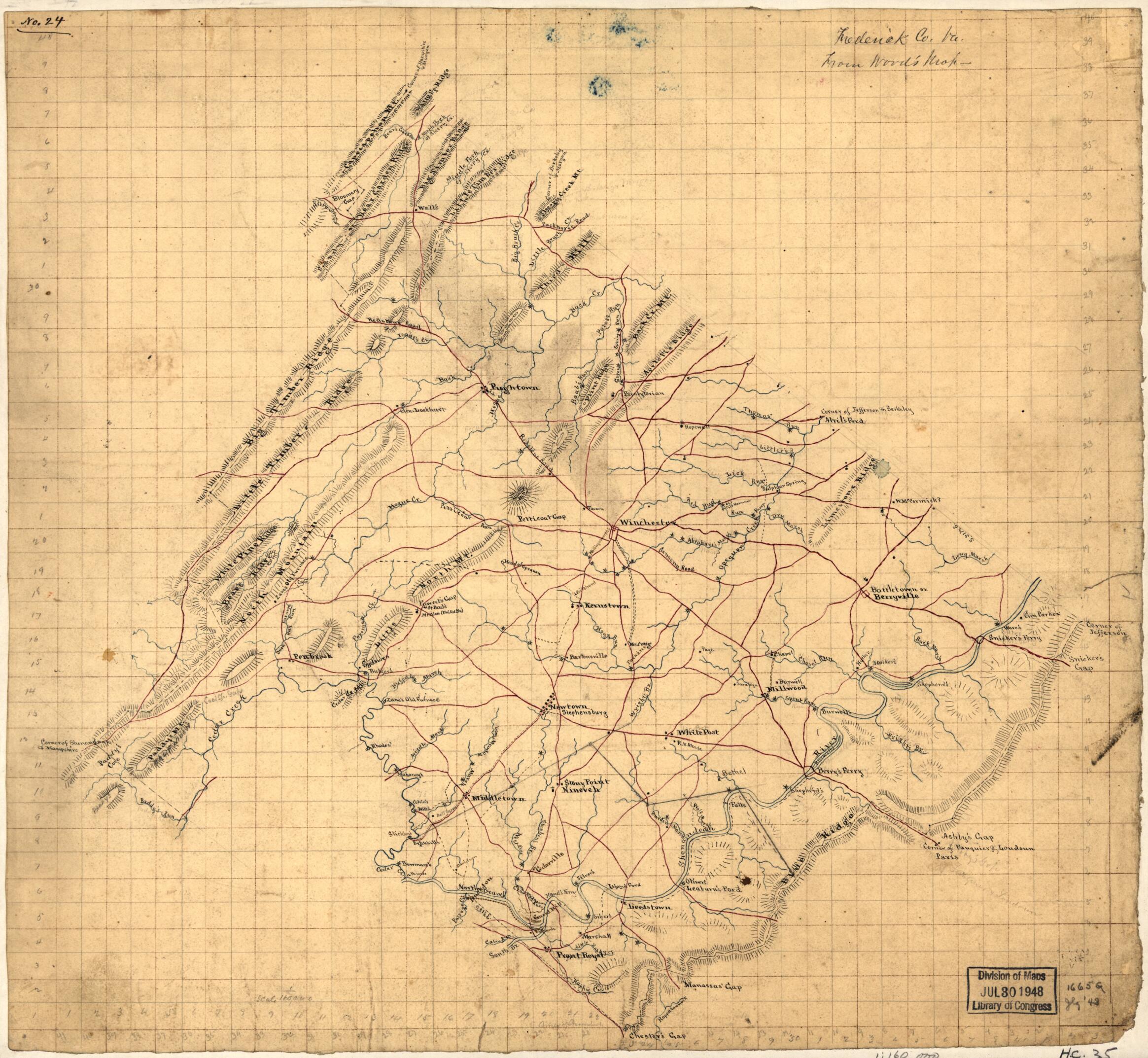 This old map of Frederick Co. Va., from Wood&