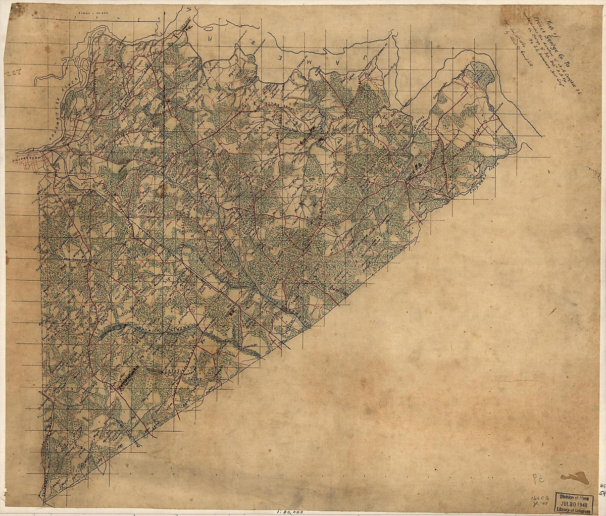 Map of Prince George County, Va. (Map of Prince George County, Virginia) 1864 by Relic Map Company