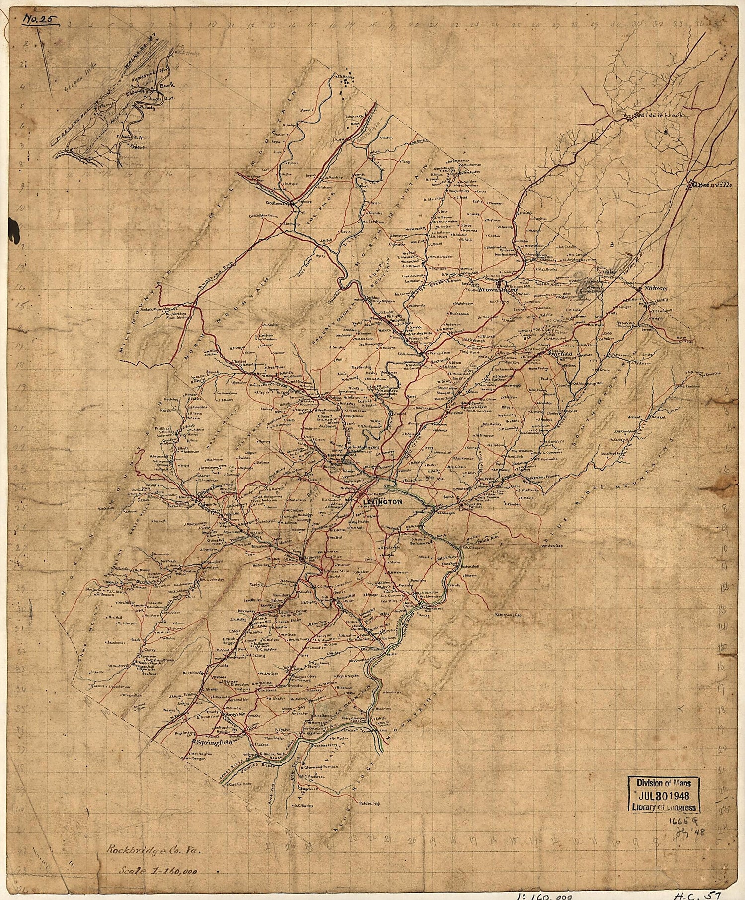 This old map of Rockbridge County, Va. (Rockbridge County, Virginia) from 1860 was created by  in 1860