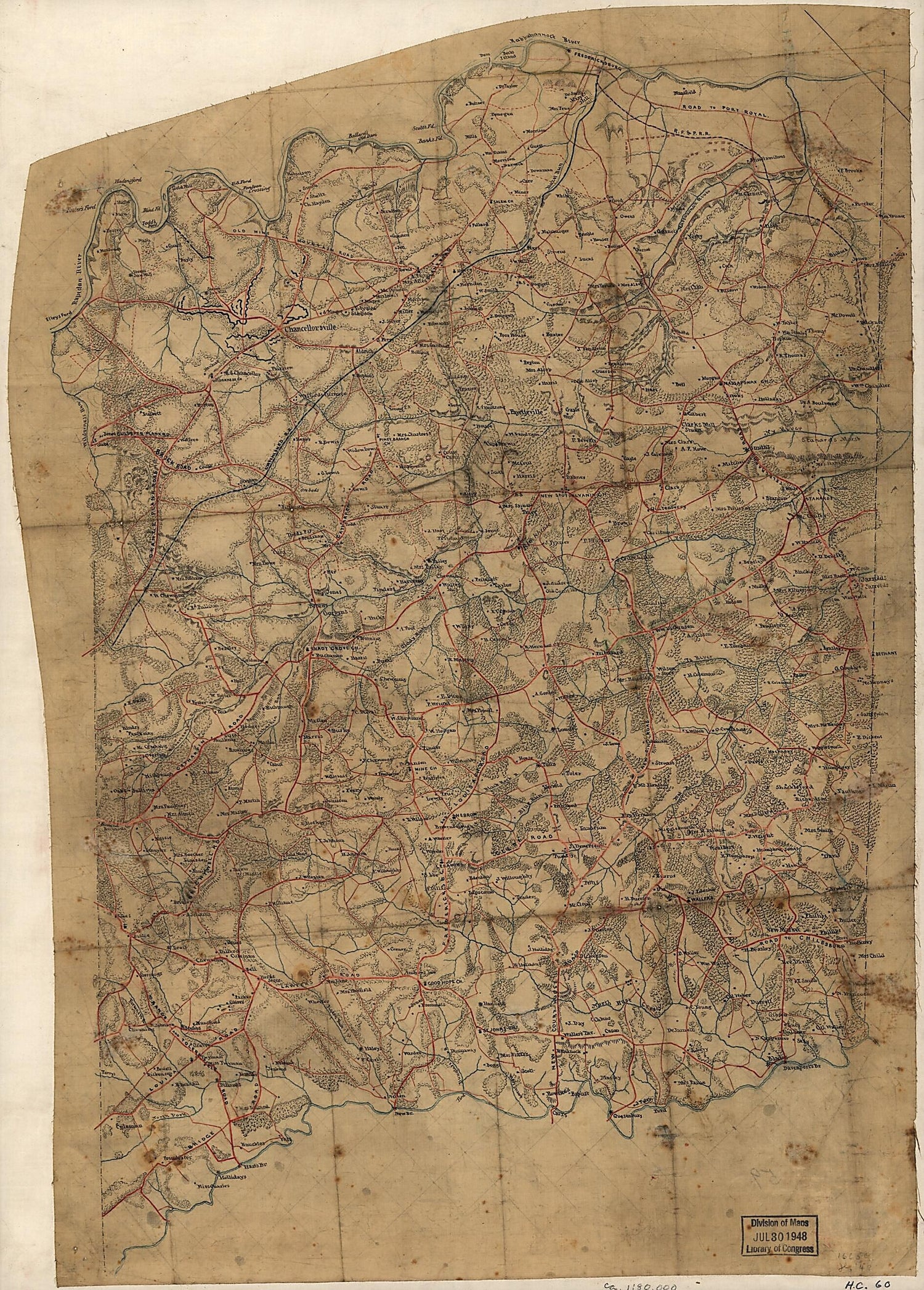 This old map of Map of Spotsylvania County, Va. from 1860 was created by  in 1860