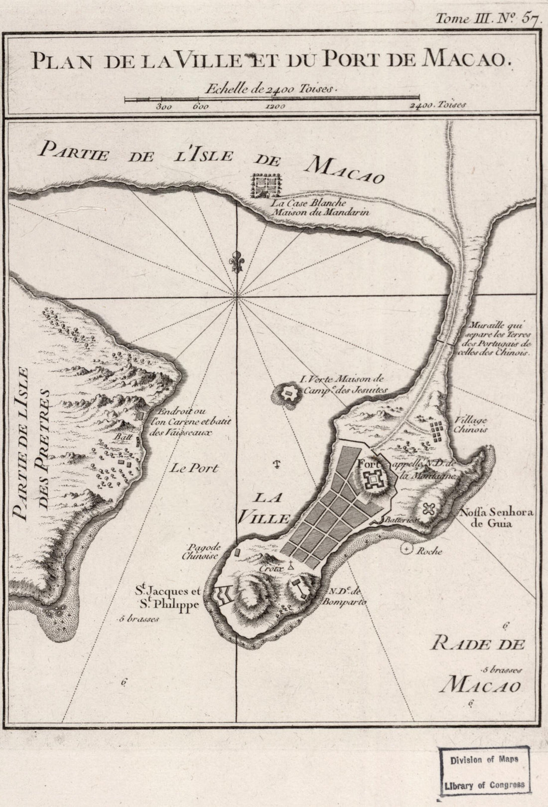 This old map of Plan De La Ville Et Du Port De Macao from 1764 was created by Jacques Nicolas Bellin in 1764