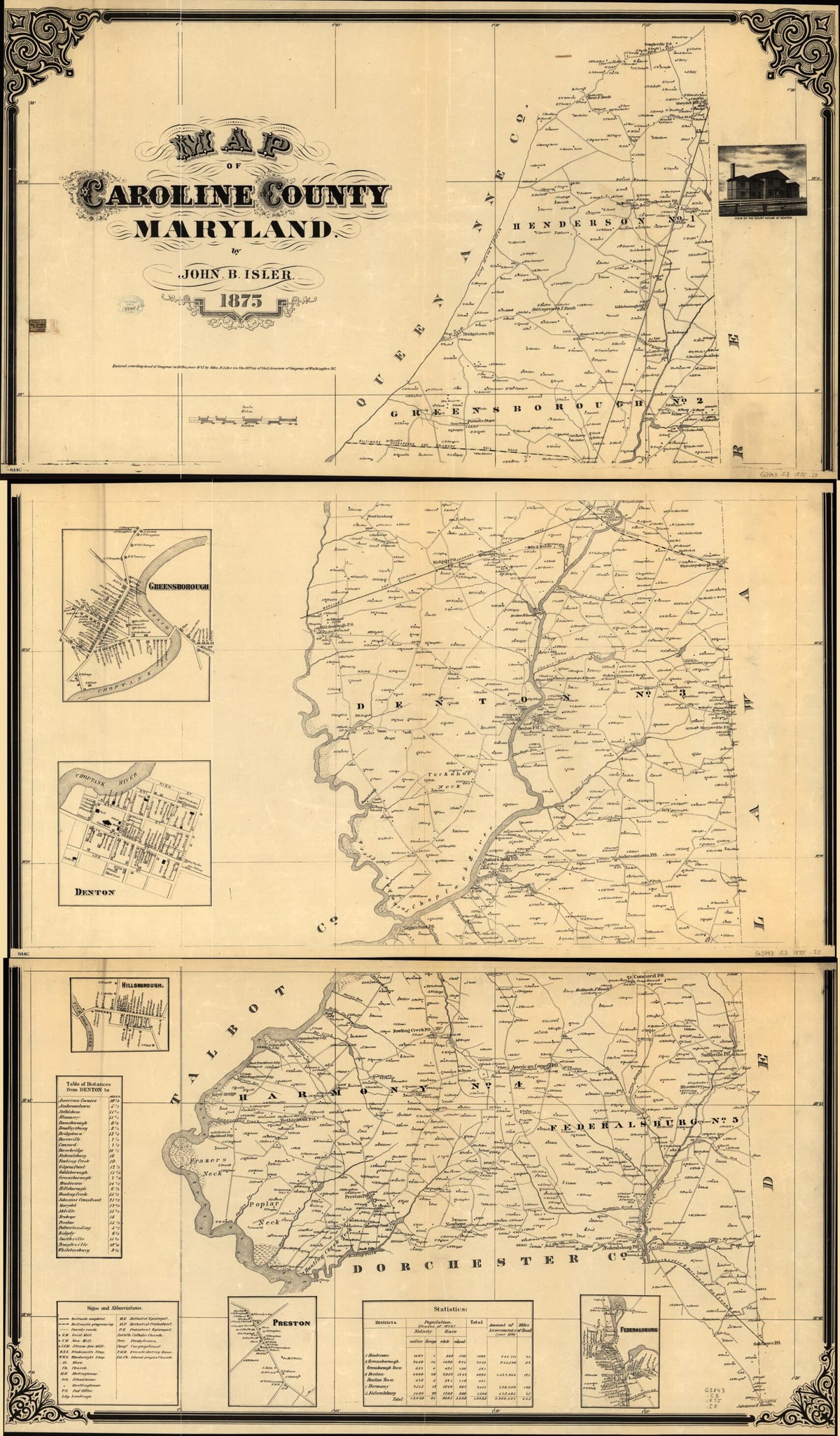 Map of Caroline County, Maryland in 1875 by Relic Map Company