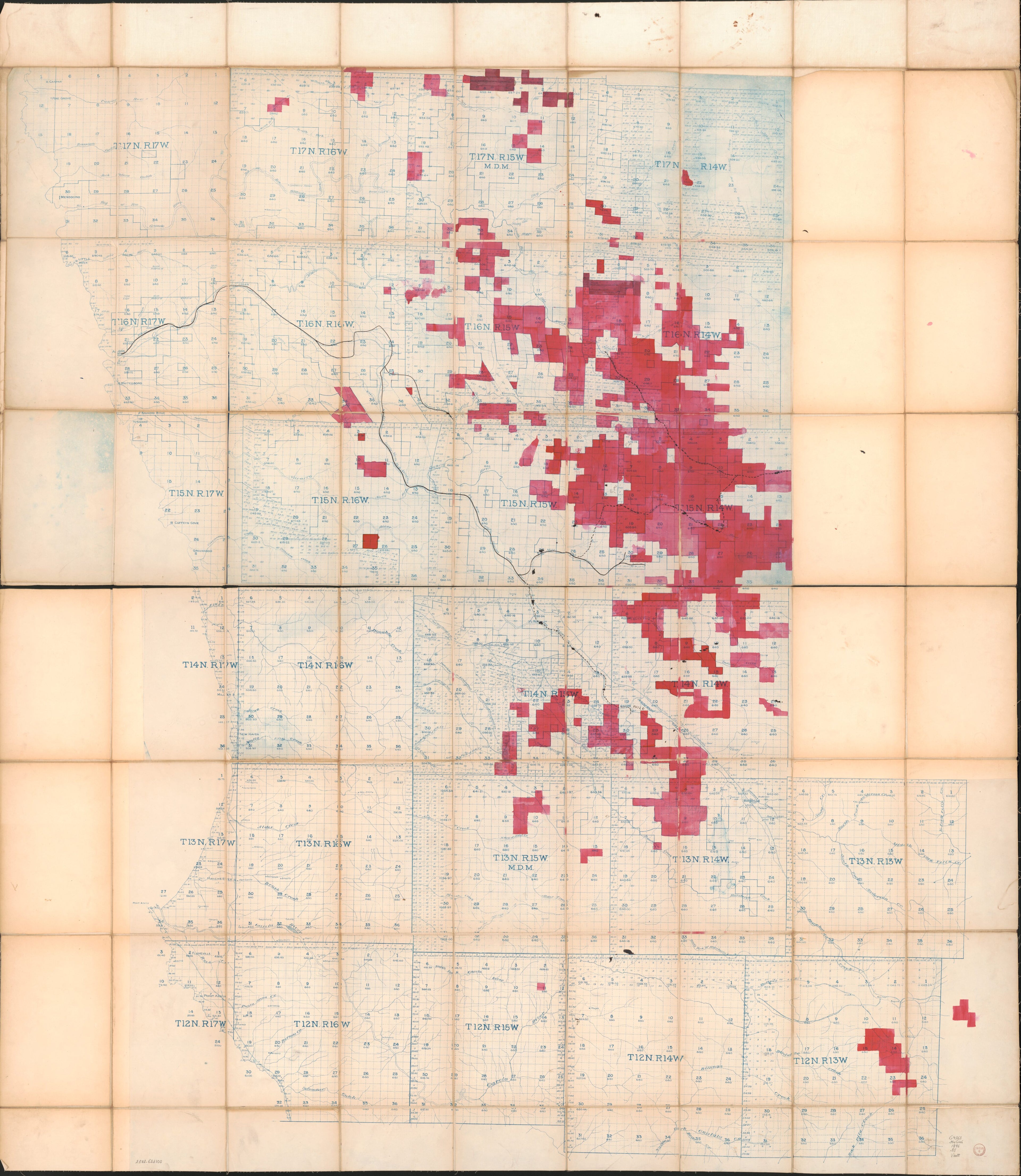 This old map of Blueprint Map of South Mendocino Co., CA, Ca. from 1896 was created by  Hickey &amp; Standish in 1896