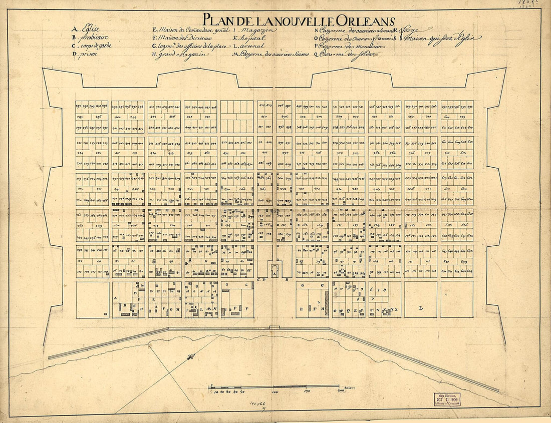 This old map of Plan De La Nouvelle Orleans from 1722 was created by  in 1722