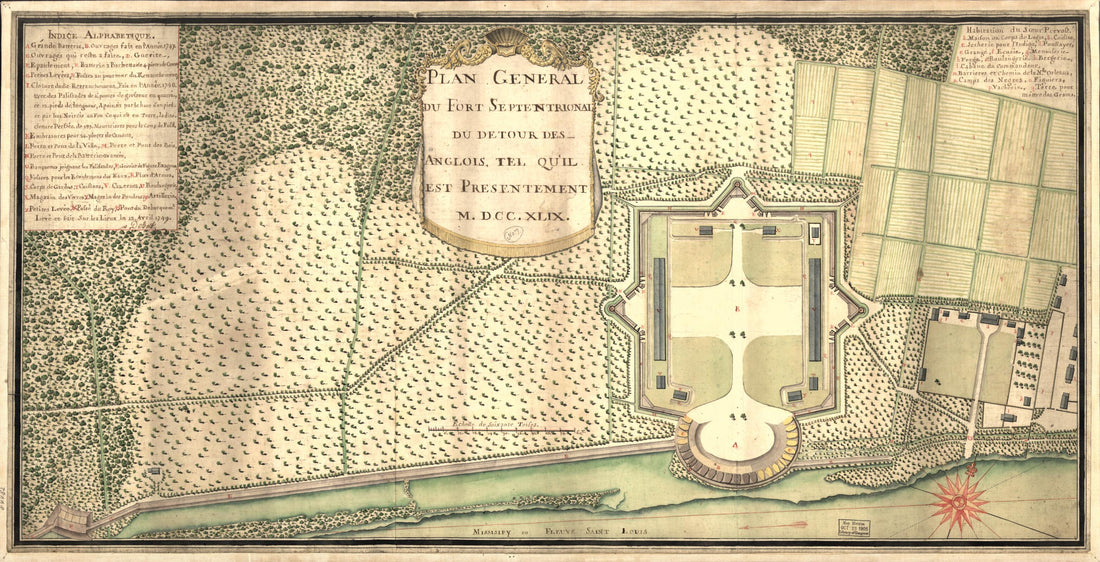This old map of Plan Général Du Fort Septentrional Du Detour Des Anglois, Tel Qu&
