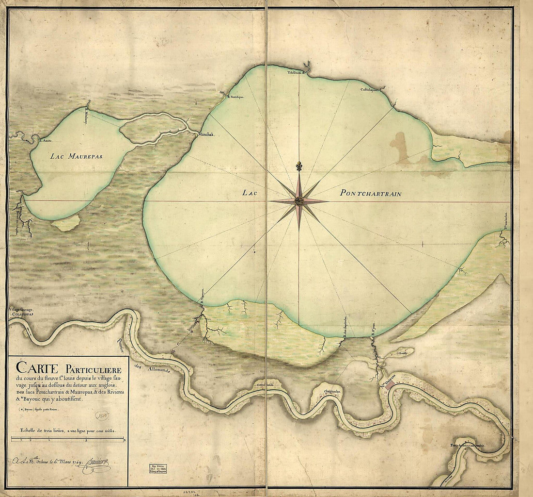 This old map of Carte Particulière Du Cours Du Fleuve St. Louis Depuis Le Village Sauvage Jusqu&