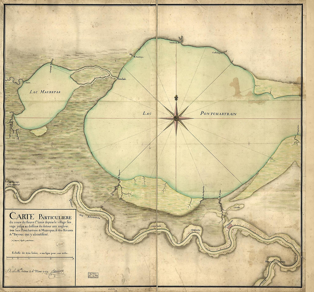 Carte Particulière Du Cours Du Fleuve St. Louis Depuis Le Village Sauvage Jusqu&