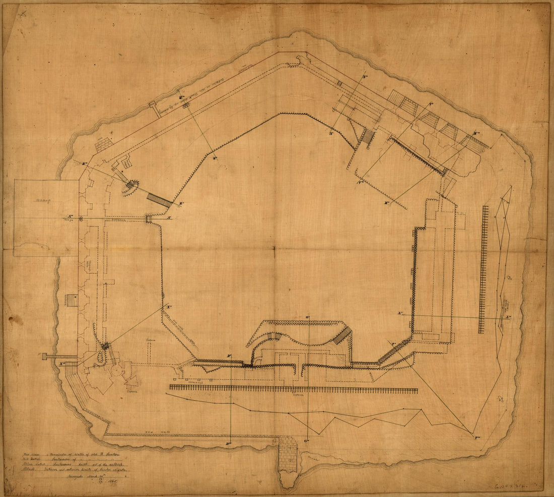 This old map of Plan of Fort Sumter, South Carolina : Surveyed, March 20th, 22, 27, from 1865 was created by  in 1865