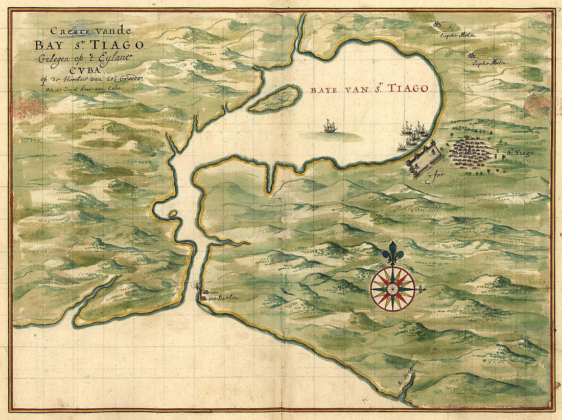 This old map of Caerte Vande Bay St. Tiago : Gelegen Op &