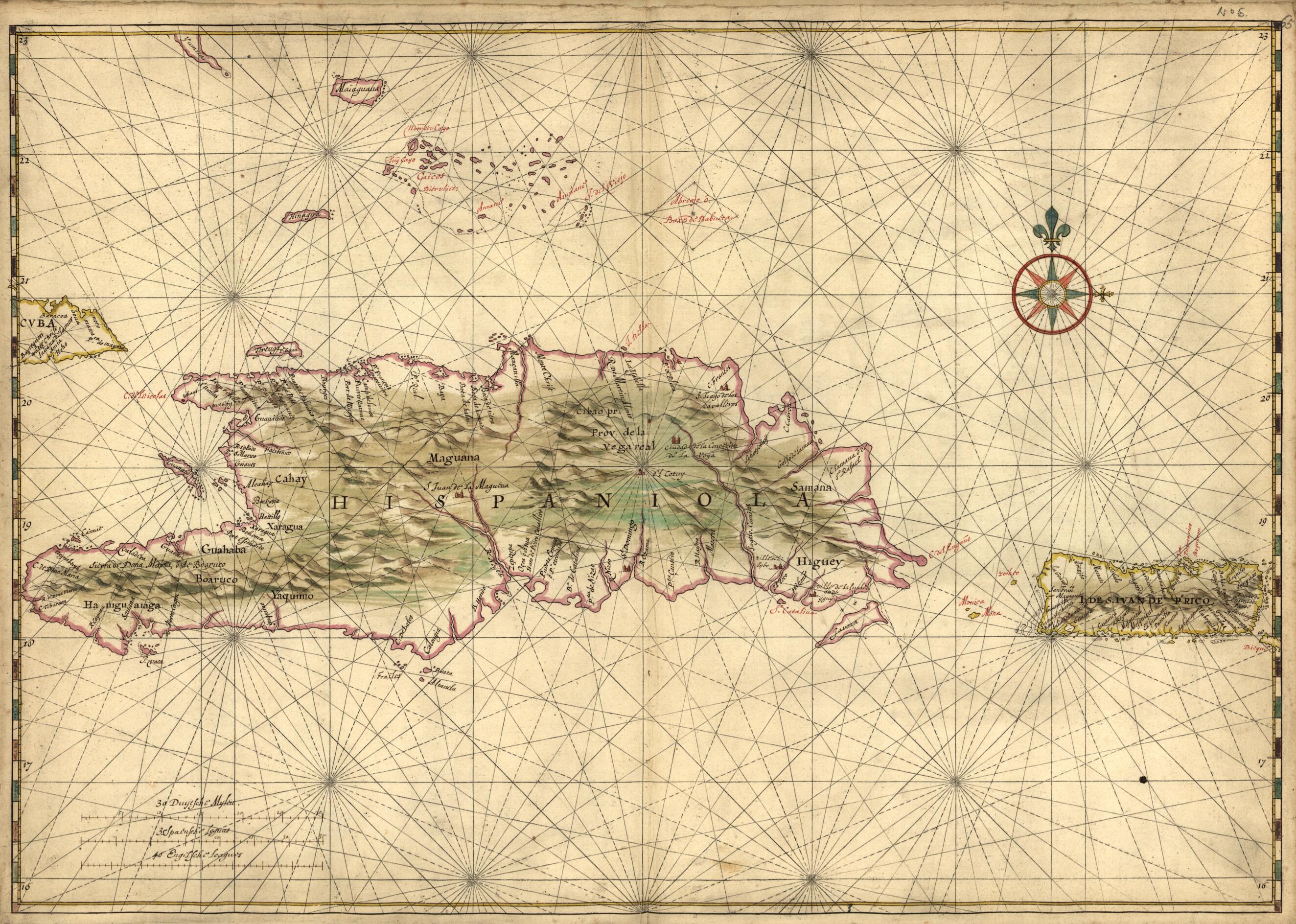 This old map of Map of the Islands of Hispaniola and Puerto Rico. (Hispaniola and Puerto Rico) from 1639 was created by Joan Vinckeboons in 1639