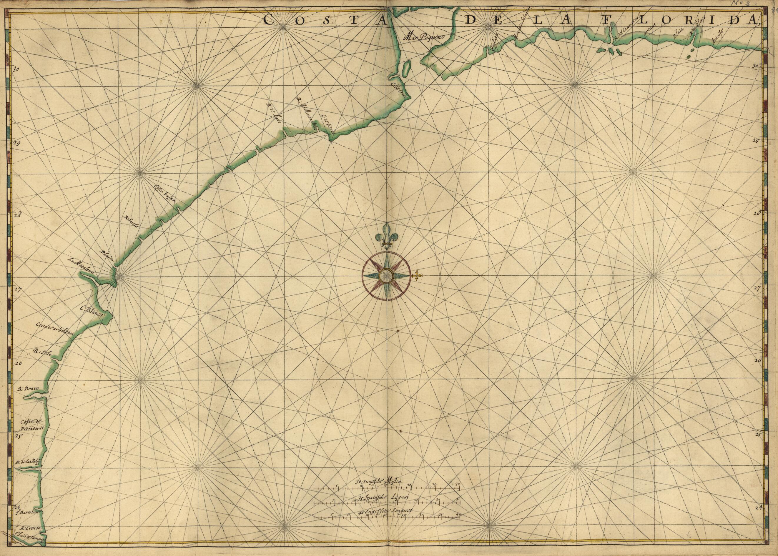 This old map of Map of the Gulf Coast from Florida to Mexico from 1639 was created by Joan Vinckeboons in 1639