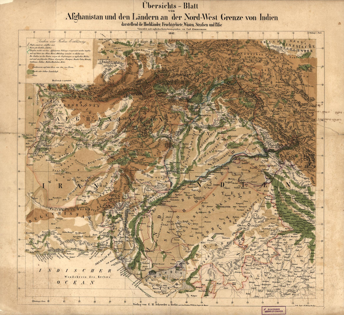 This old map of Blatt Afghanistan Und Den Ländern an Der Nord-West Grenze Von Indien from 1842 was created by E. H. Schroeder, Carl Zimmermann in 1842