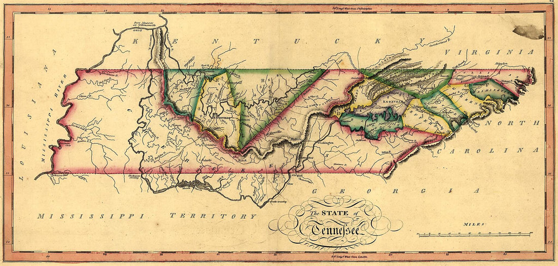This old map of The State of Tennessee from 1810 was created by Samuel Lewis in 1810