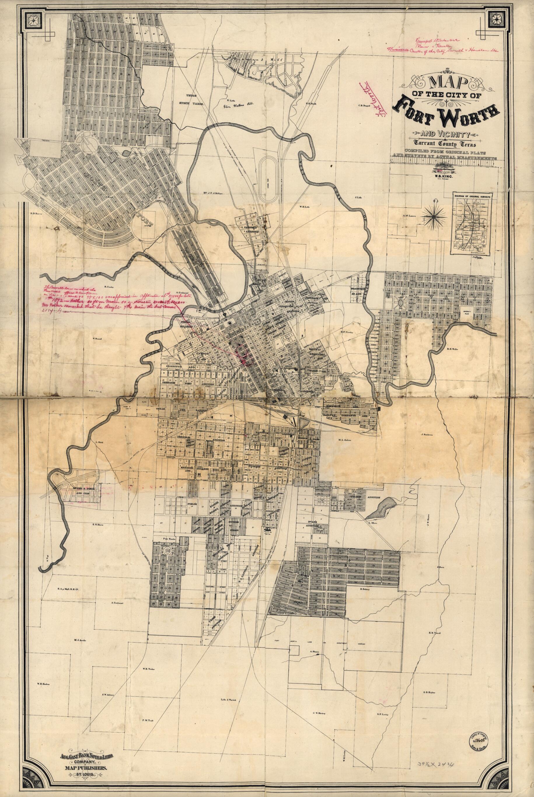 This old map of Map of the City of Fort Worth and Vicinity from 1880 was created by W. B. King in 1880