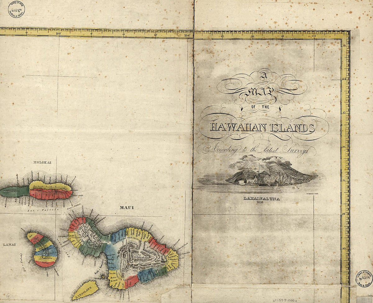 A Map of the Hawaiian Islands 1838 by Relic Map Company