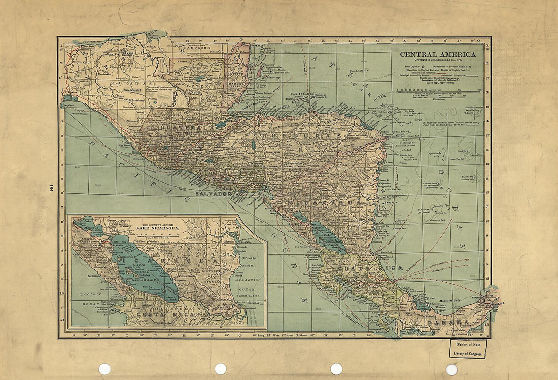 This old map of Central America from 1900 was created by  C.S. Hammond &amp; Company in 1900