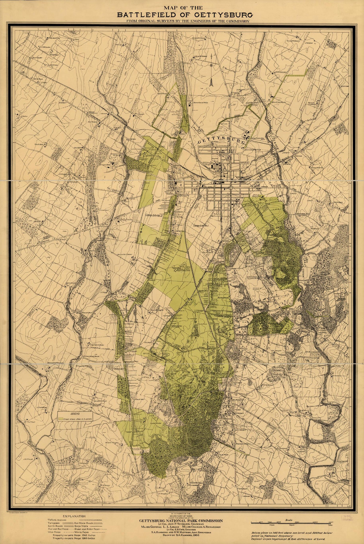 This old map of Map of the Battlefield of Gettysburg from Original Surveys by the Engineers of the Commission from 1903 was created by  Gettysburg National Military Park Commission in 1903