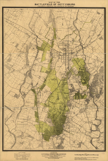 This old map of Map of the Battlefield of Gettysburg from Original Surveys by the Engineers of the Commission from 1903 was created by  Gettysburg National Military Park Commission in 1903
