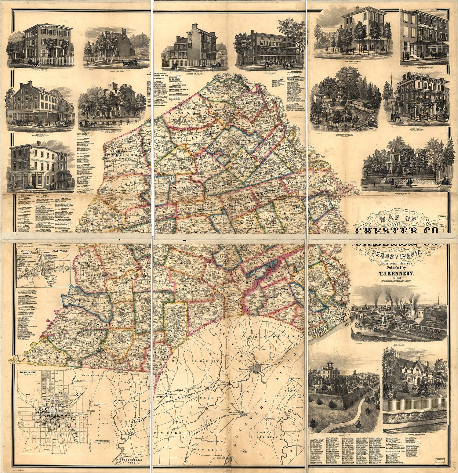 This old map of Map of Chester County, Pennsylvania from 1860 was created by T. J. Kennedy in 1860