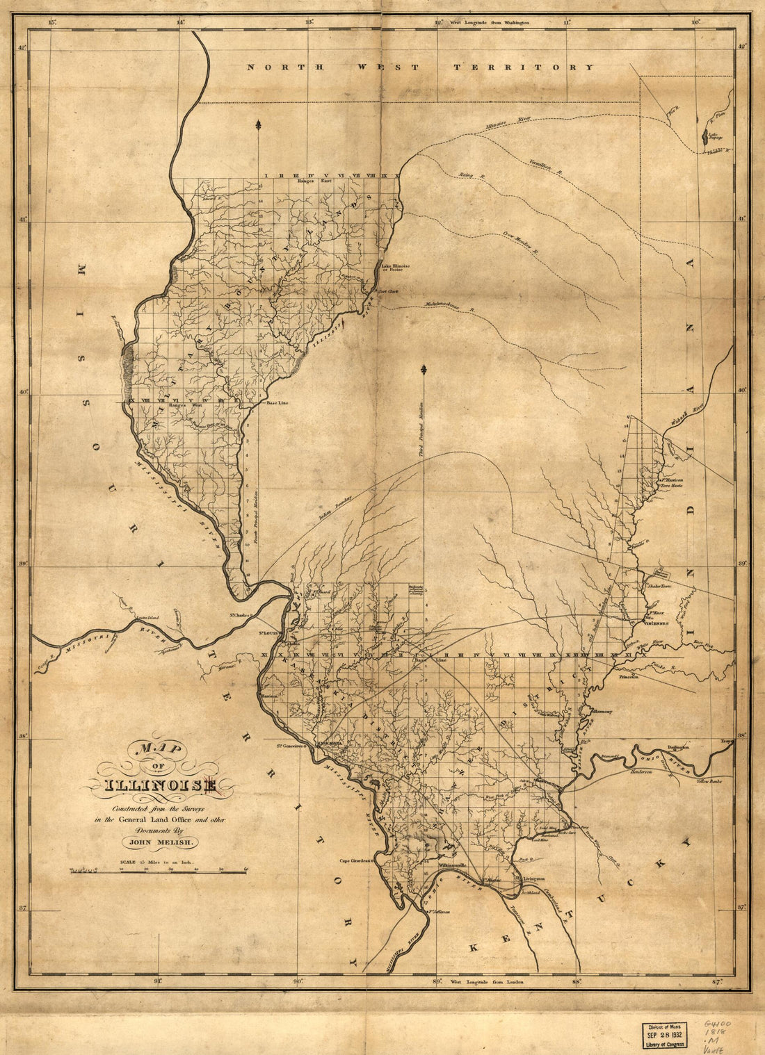 This old map of Map of Illinoise sic (Map of Illinois) from 1818 was created by John Melish in 1818