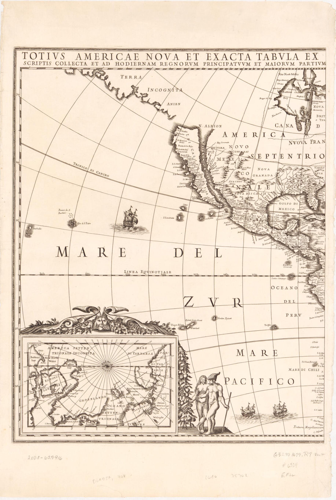 This old map of Totius Americae Nova Et Exacta Tabula Ex Optimis Tum Geographorum Tum Aliorum Scriptis Collecta Et Ad Hodiernam Regnorum Principatuum Et Maiorum Partium Distinctionem Accomodata (Totivs Americae Nova Et Exacta Tabvla Ex Optimis Tvm Geogra