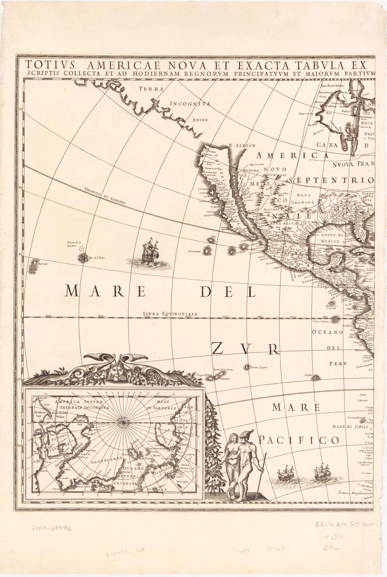 This old map of Totius Americae Nova Et Exacta Tabula Ex Optimis Tum Geographorum Tum Aliorum Scriptis Collecta Et Ad Hodiernam Regnorum Principatuum Et Maiorum Partium Distinctionem Accomodata (Totivs Americae Nova Et Exacta Tabvla Ex Optimis Tvm Geogra