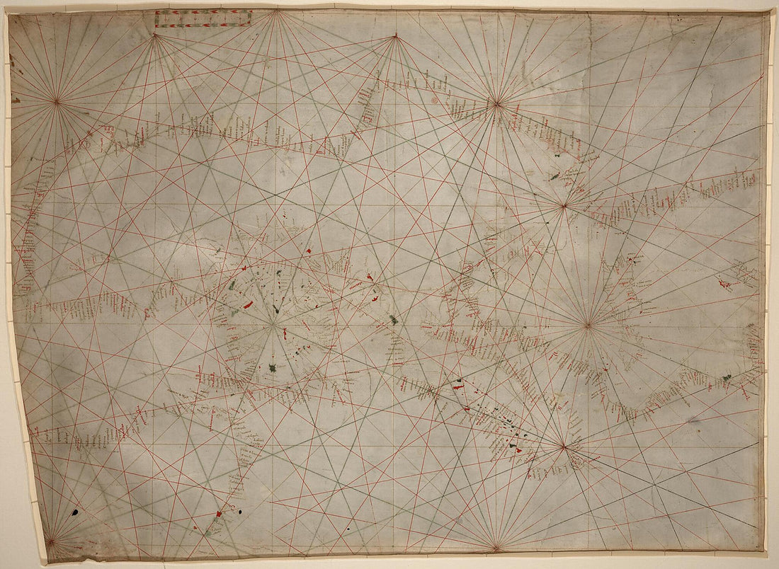 This old map of 1350 : Manuscript Chart of the Mediterranean and Black Seas On Vellum from 1320 was created by  in 1320