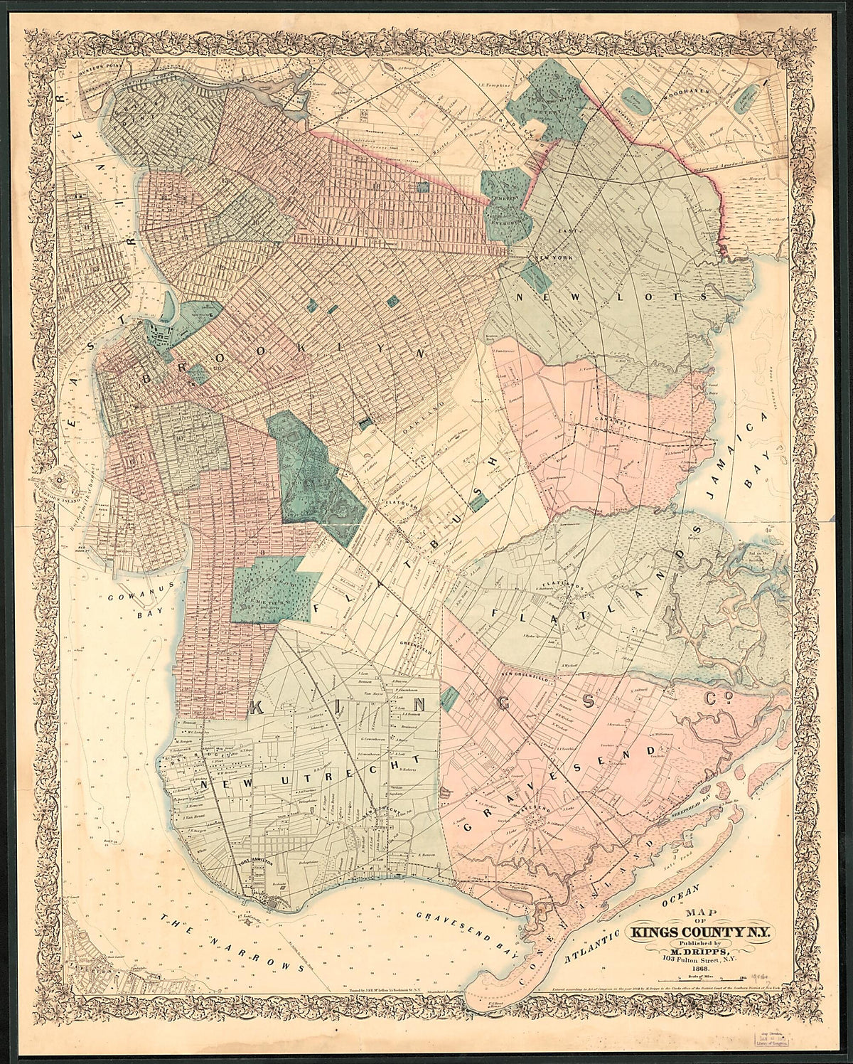 Map of the Village of Jamaica, Queens County, New York : Showing Every Lot and Building 1876 by Relic Map Company