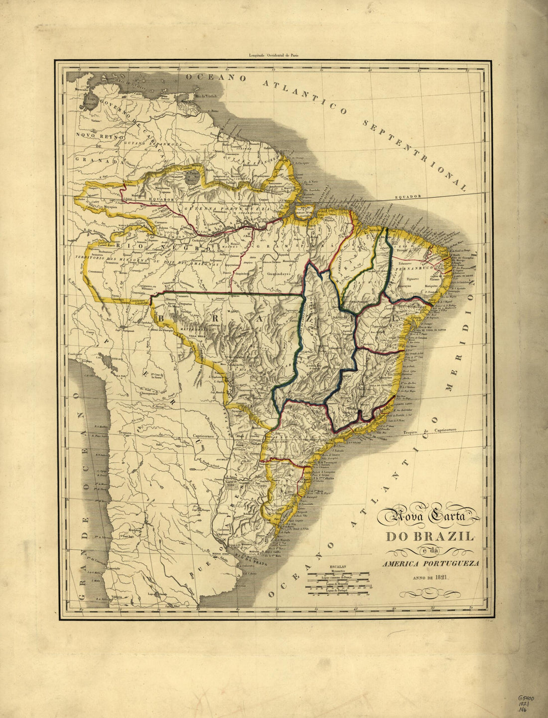 This old map of Nova Carta Do Brazil E Da America Portugueza, Anno De from 1821 was created by  in 1821