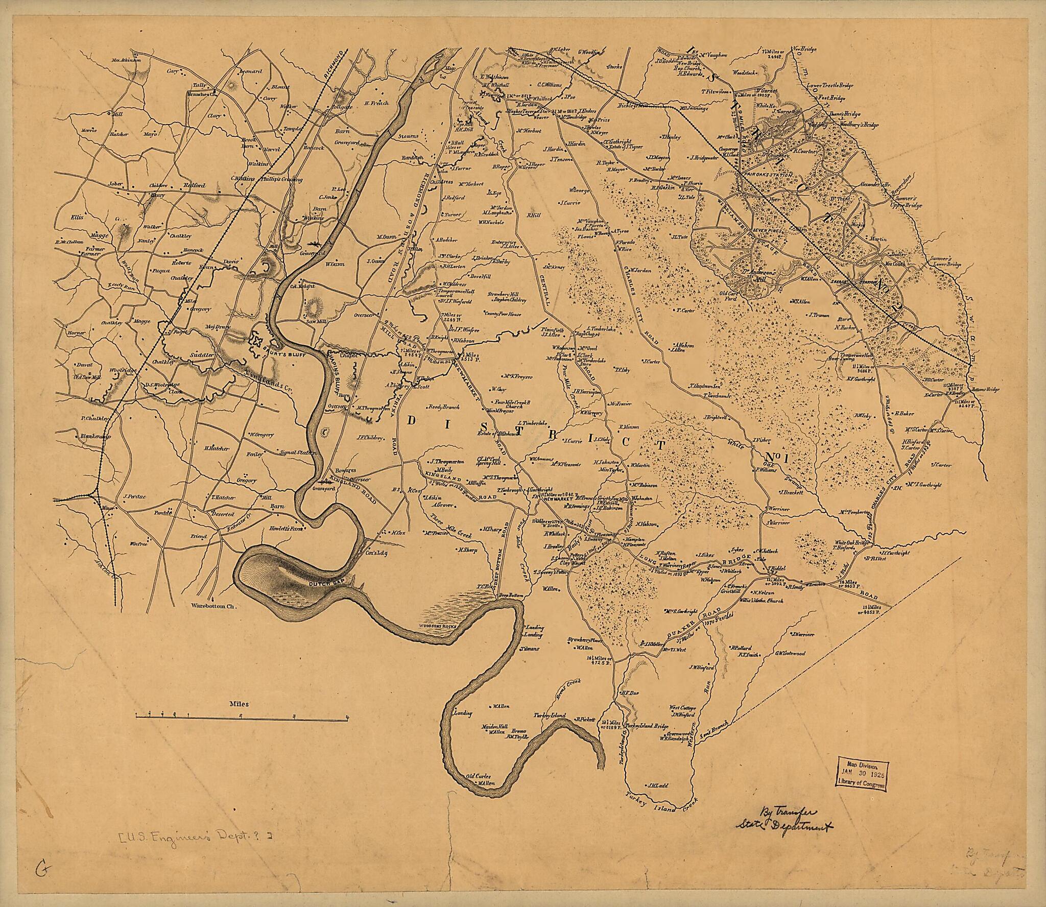 This old map of Miscellaneous Lithographed Proof Sheets of Areas In Virginia : Field Surveys Compiled and Printed by the Engineer Department, Army of the Potomac from 1863 was created by J. F. Gedney,  United States. Army of the Potomac. Engineer Departm