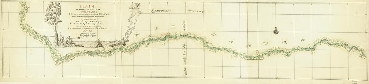 Mapa De Una Parte Del Rio Yapurá : Comprehendida Desde La Boca Del Caño De Avatiparána Immediata Al Pueblo De Maripi Hasta La Boca Del Rio Apaporis Proxima Al Salto De Cupati 1788 by Relic Map Company