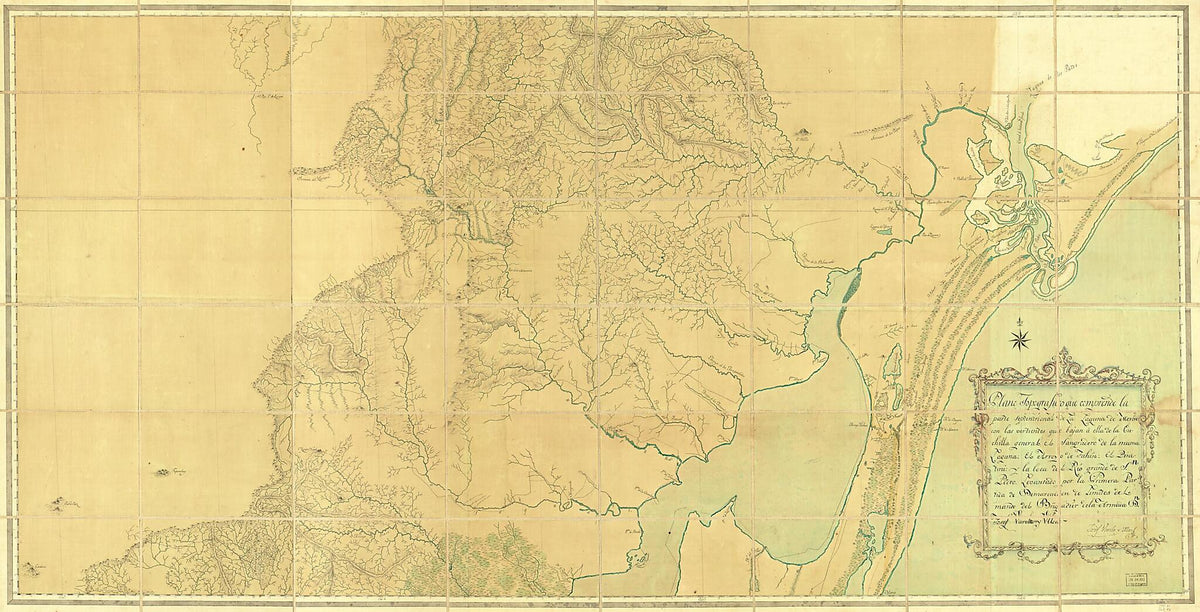Plano Topografico Que Comprende La Parte Septentrional De La Laguna De Merin Con Las Vertientes Que Bajan a Ella De La Cuchilla General, El Sangradero De La Misma Laguna, El Arroyo De Fahin, El Piratini Y La Boca Del Rio Grande De Sn. Pedro in 1780 by Relic Map Company