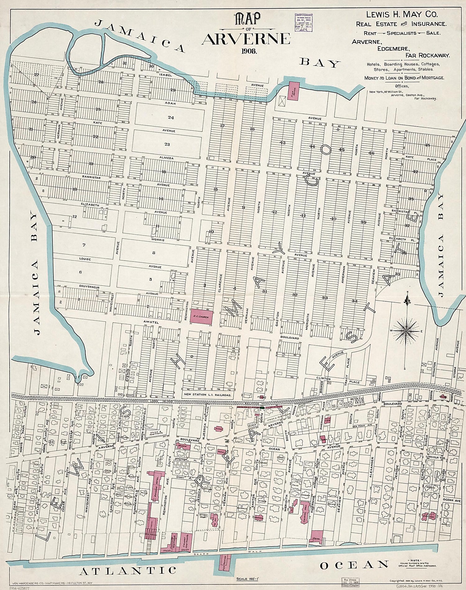 This old map of Map of Arverne : from 1908 was created by  Lewis H. May Co,  Von Hardenberg Co in 1908