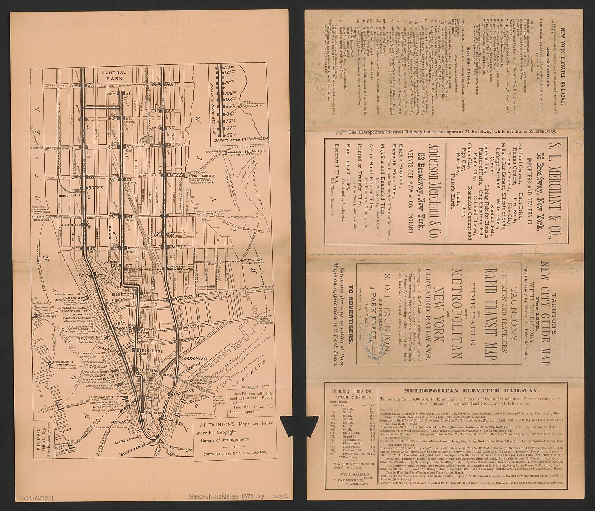 This old map of Town Tracks.. Ferries, Etc., Etc. (Citizens&