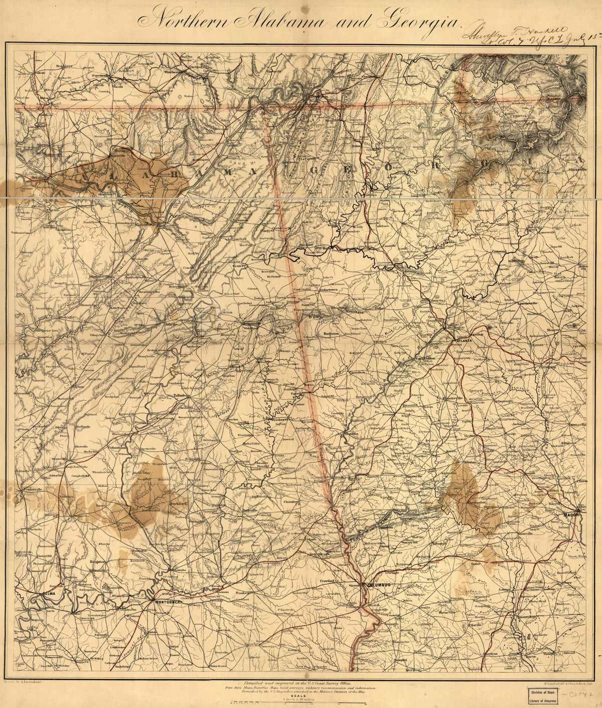Northern Alabama and Georgia (Map of Alabama &amp; Georgia) 1864 by Relic Map Company