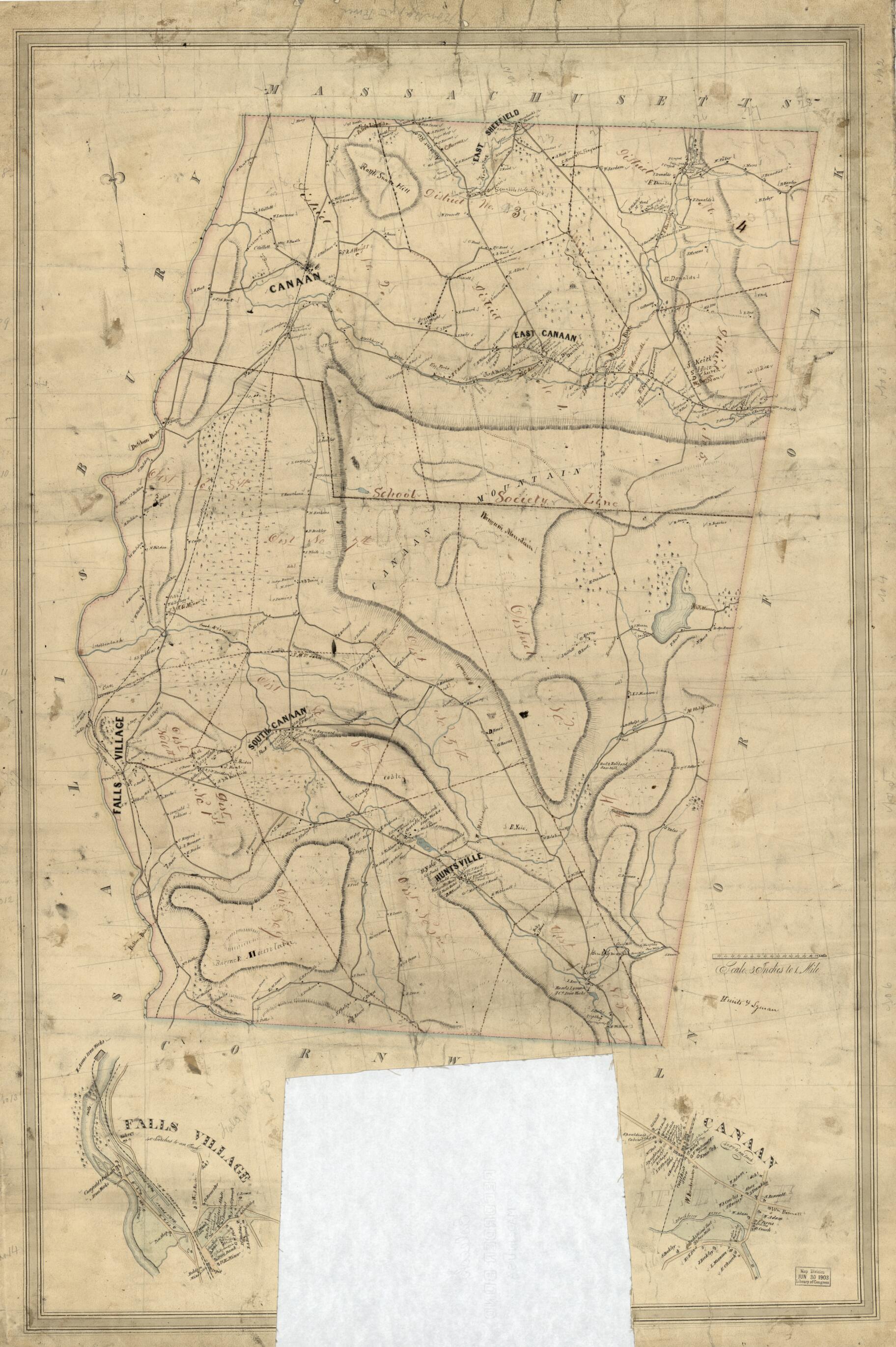 This old map of Map of Town of Canaan, Connecticut from 1853 was created by L. Fagan in 1853