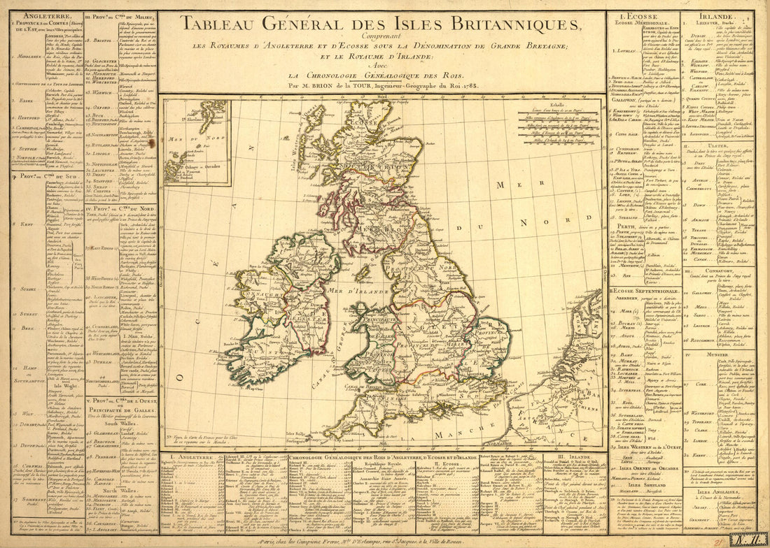 This old map of Tableau Général Des Isles Britanniques : Comprenant Les Royaumes D&