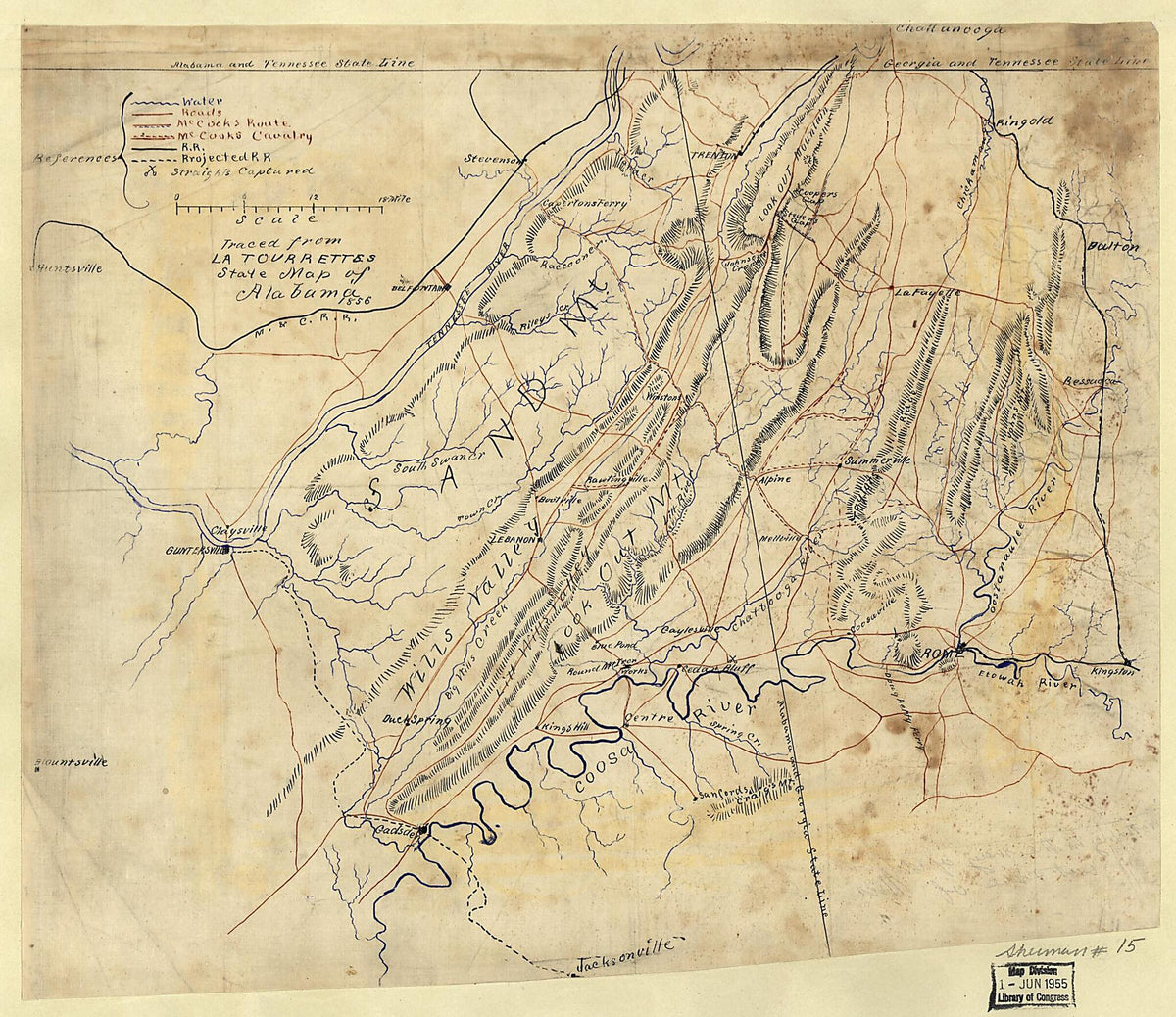 Map of Northeastern Alabama and Northwestern Georgia Showing Movement of Union Troops Under the Command of Gen. Edward M. McCook 1864 by Relic Map Company