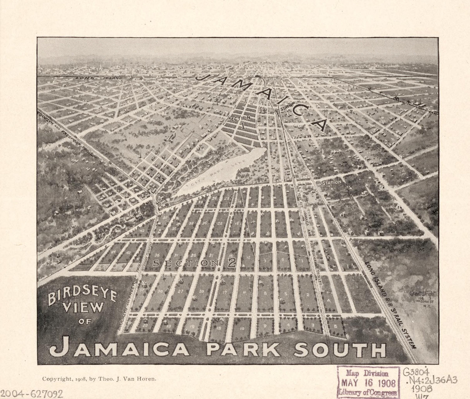 This old map of Birdseye View of Jamaica Park South : Queens, New York City, New York (Birds Eye View of Jamaica Park South) from 1908 was created by Theo. J. Van Horen, Grant Wright in 1908