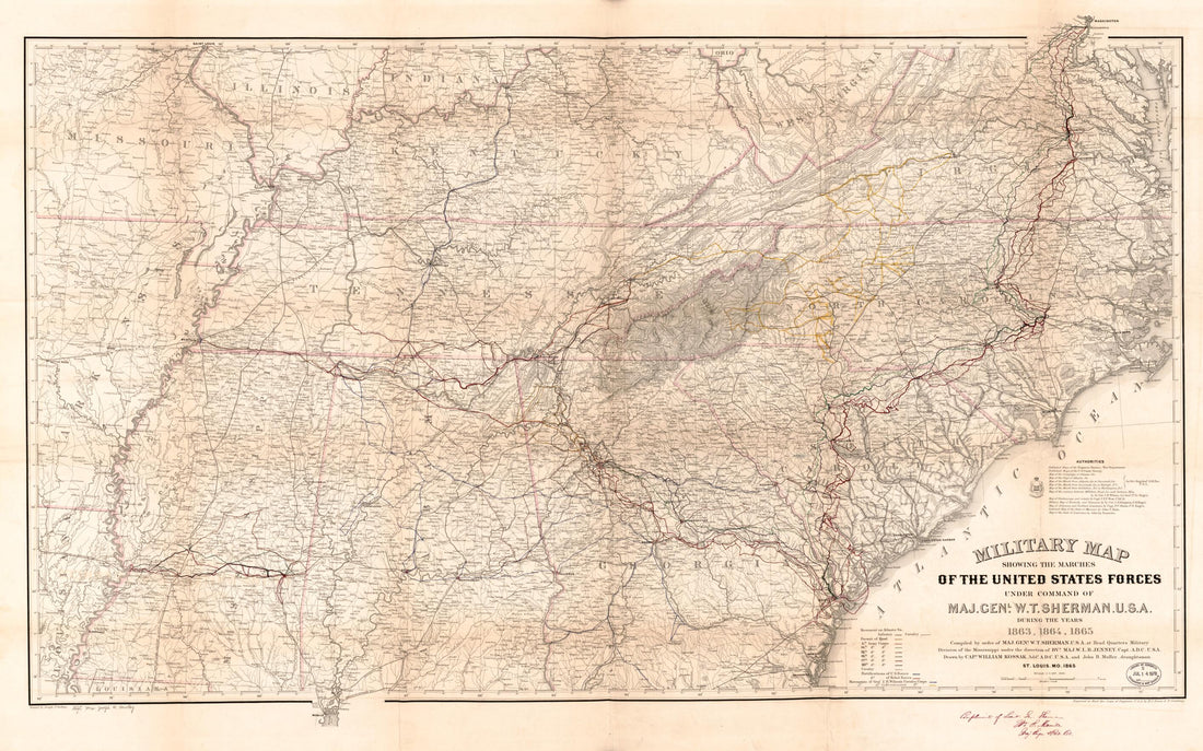 This old map of Military Map Showing the Marches of the United States Forces Under Command of Maj. Gen&