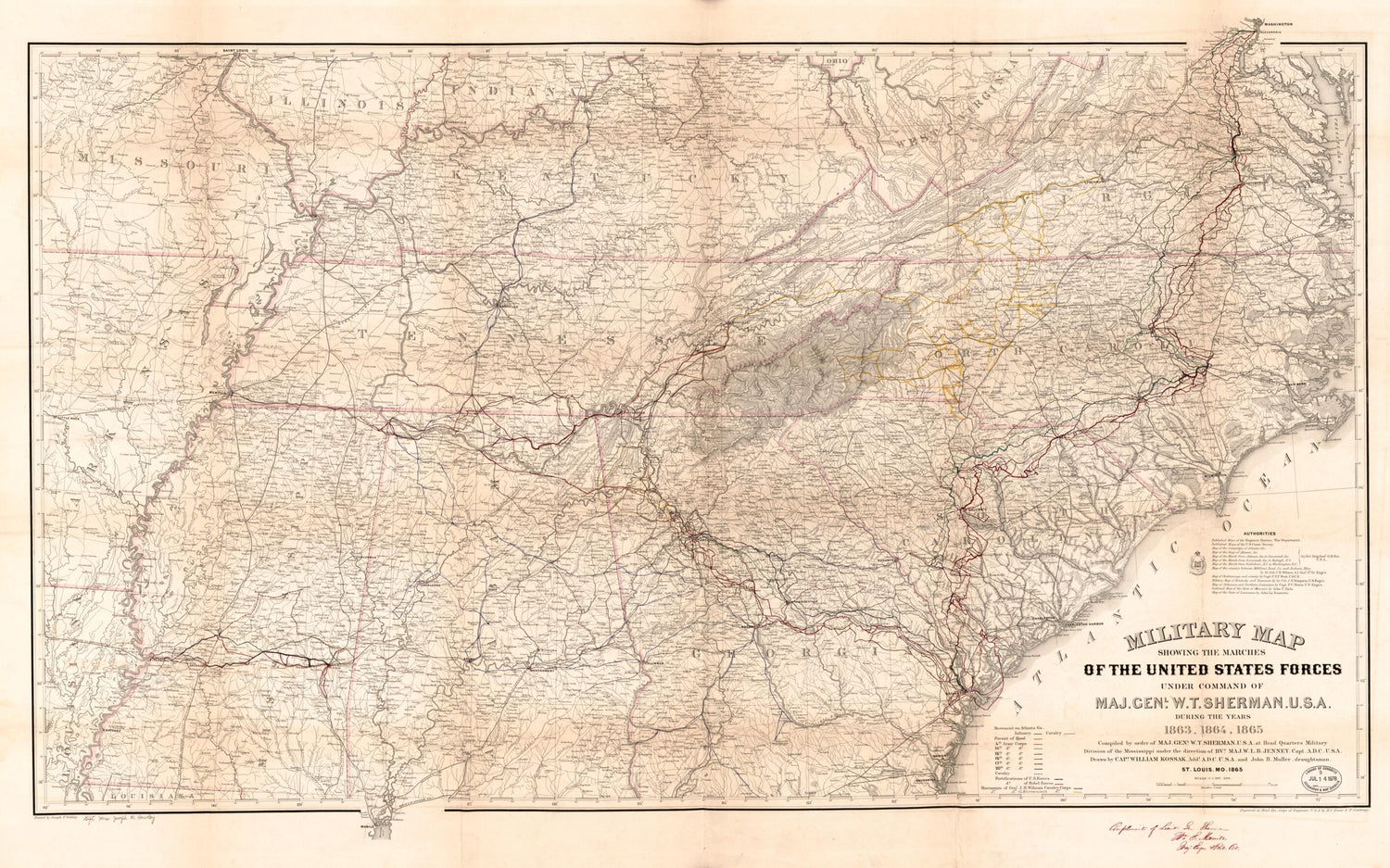 This old map of Military Map Showing the Marches of the United States Forces Under Command of Maj. Gen&